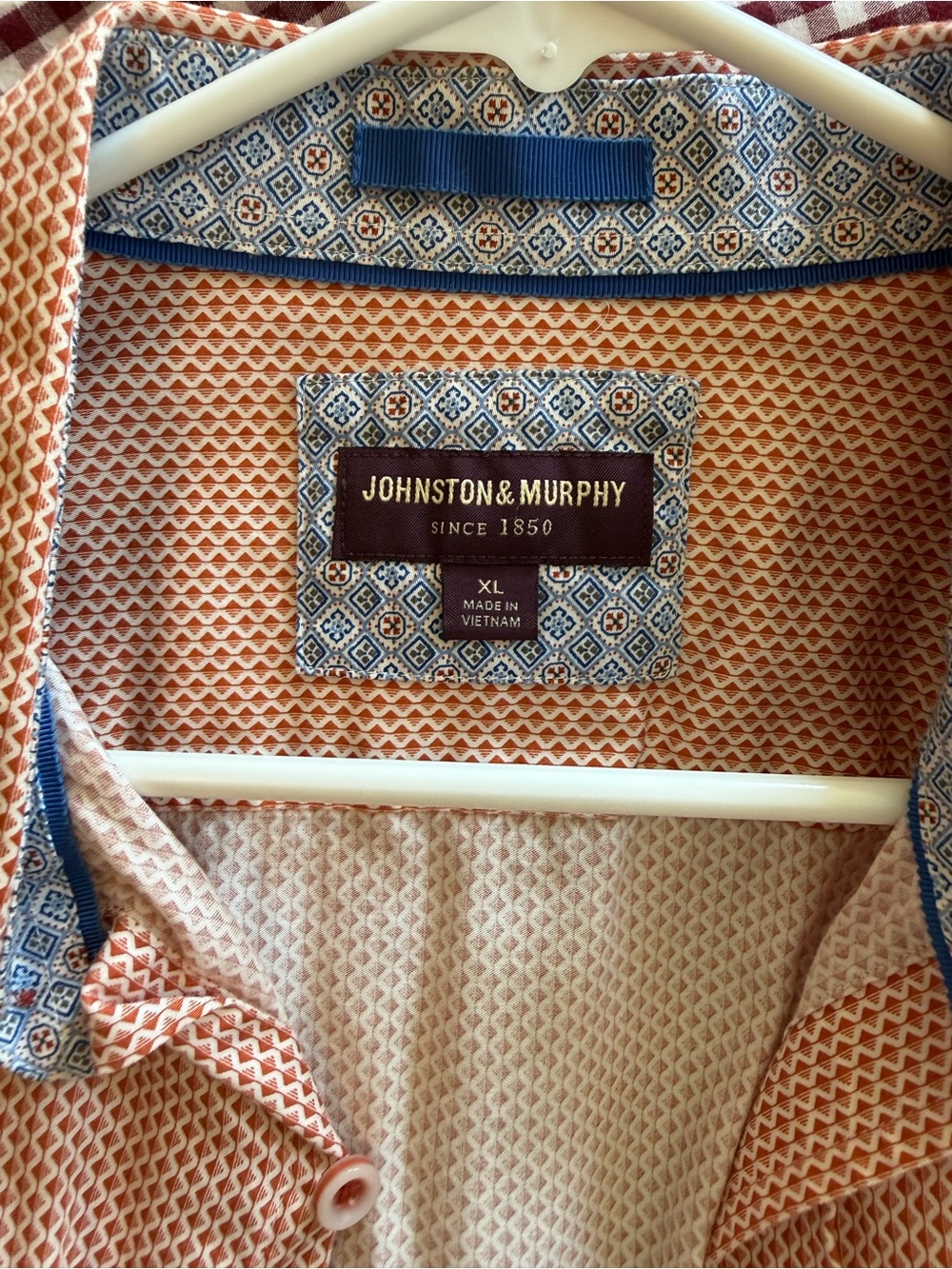 Johnston & Murphy Orange Geometric Print Button-Down Shirt